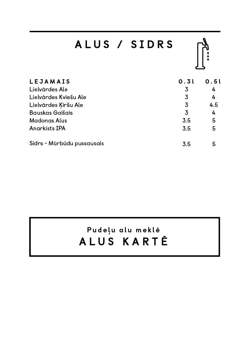 Vest Rīga меню