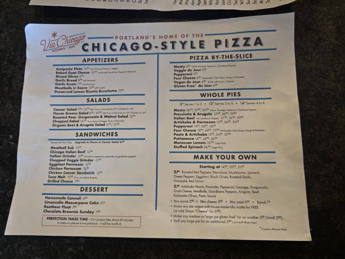 Via Chicago меню