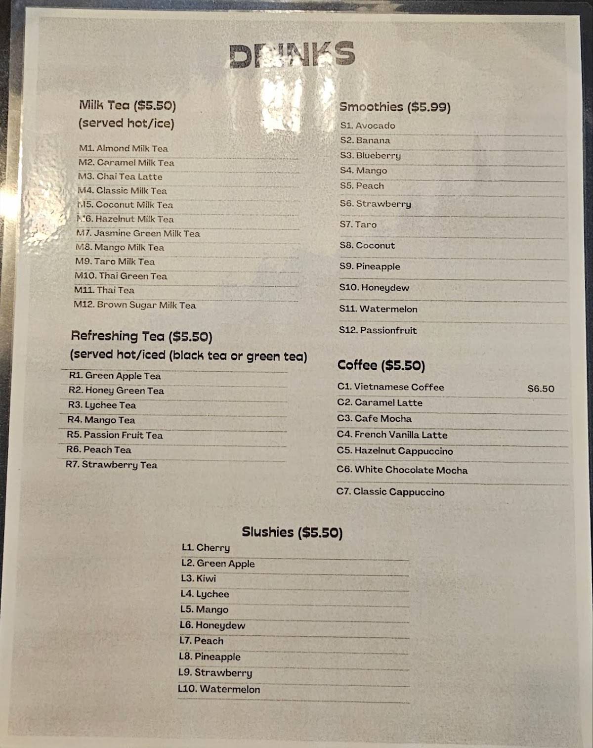 Viet's cafe меню