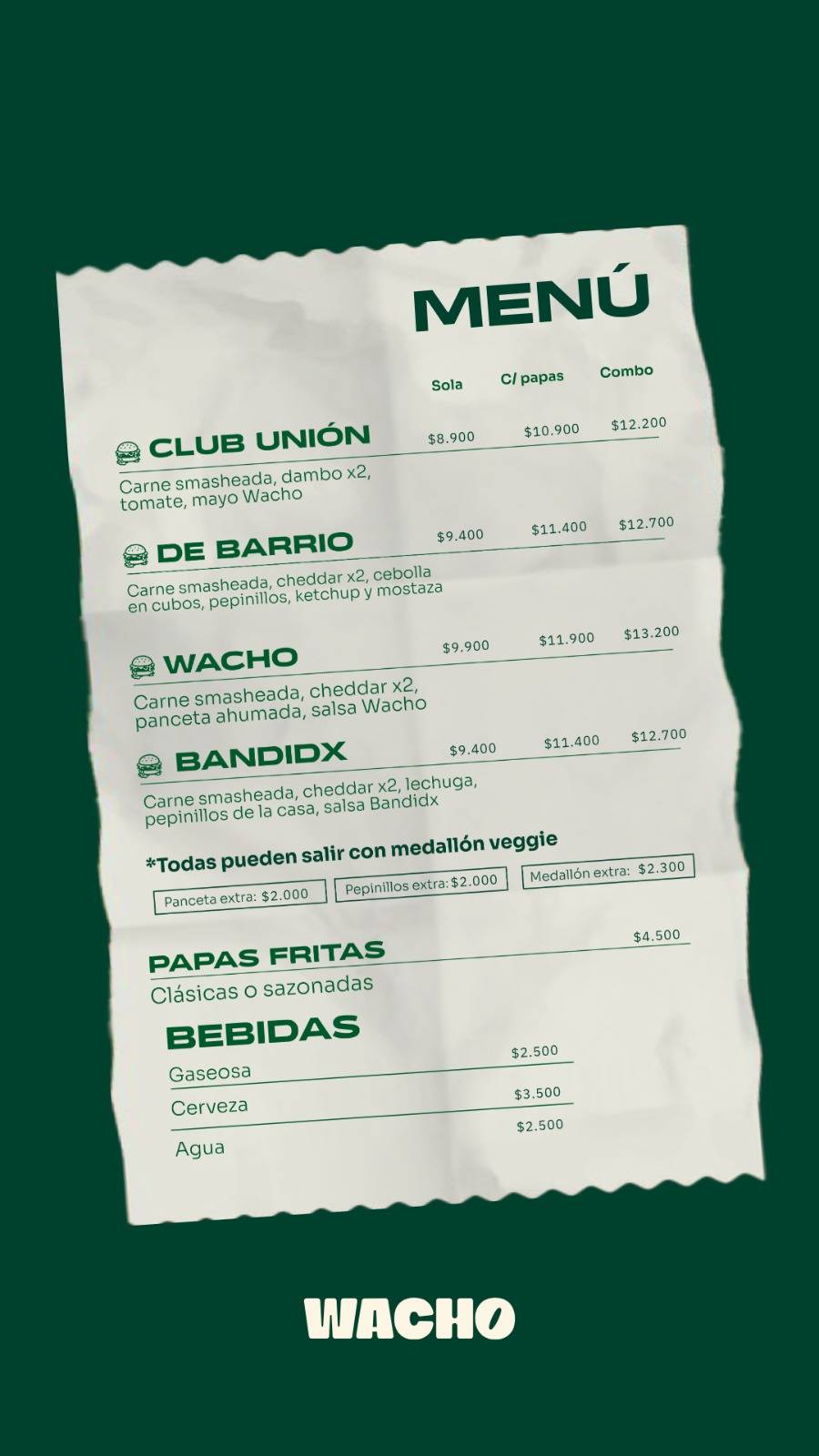 Wacho de Barrio меню