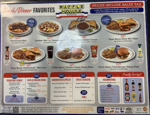 Waffle House меню