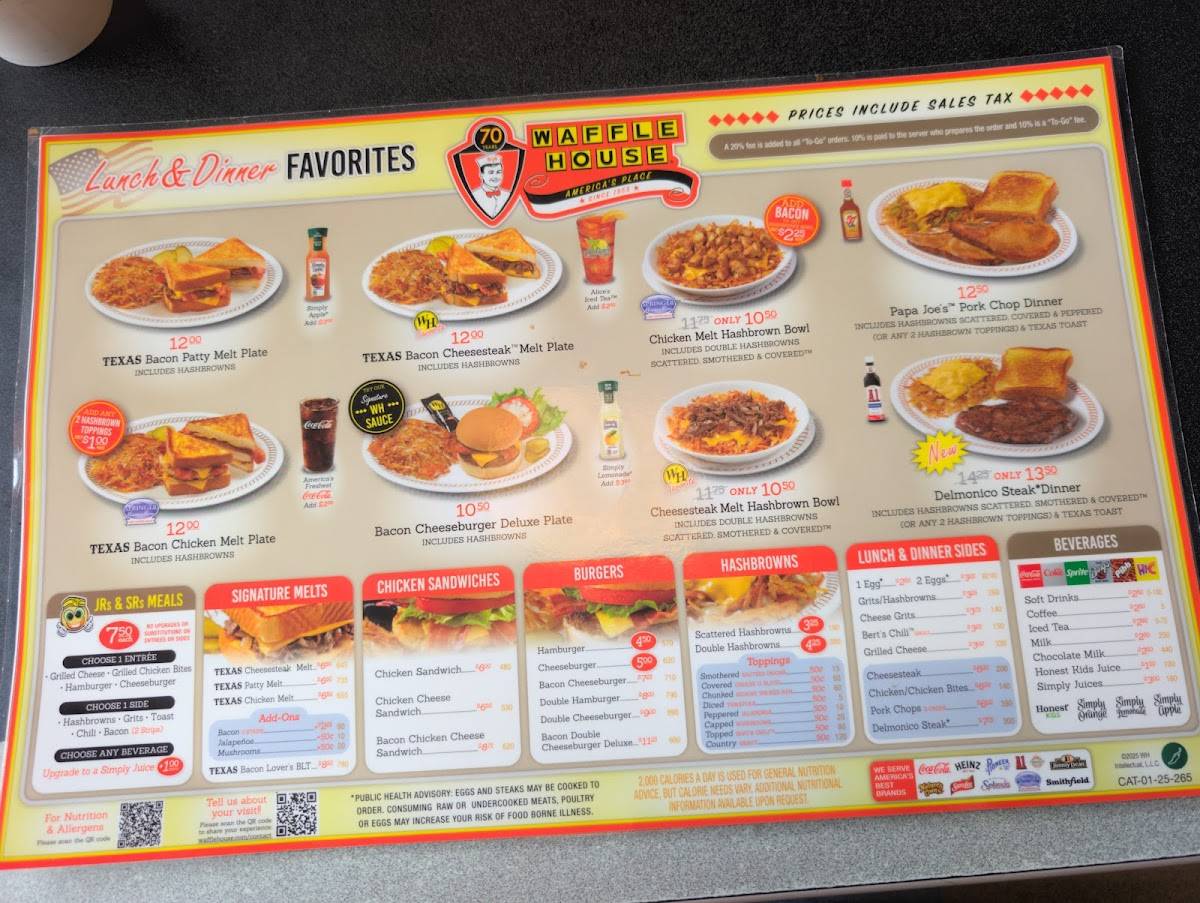 Waffle House меню
