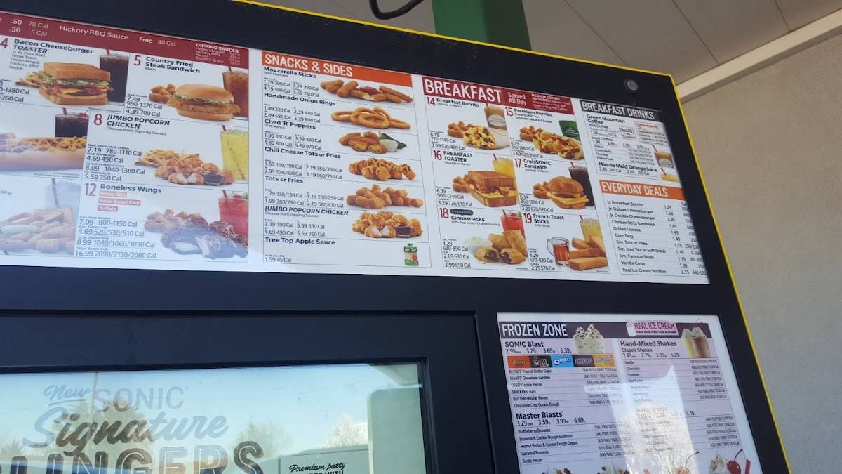 Sonic Drive-In меню