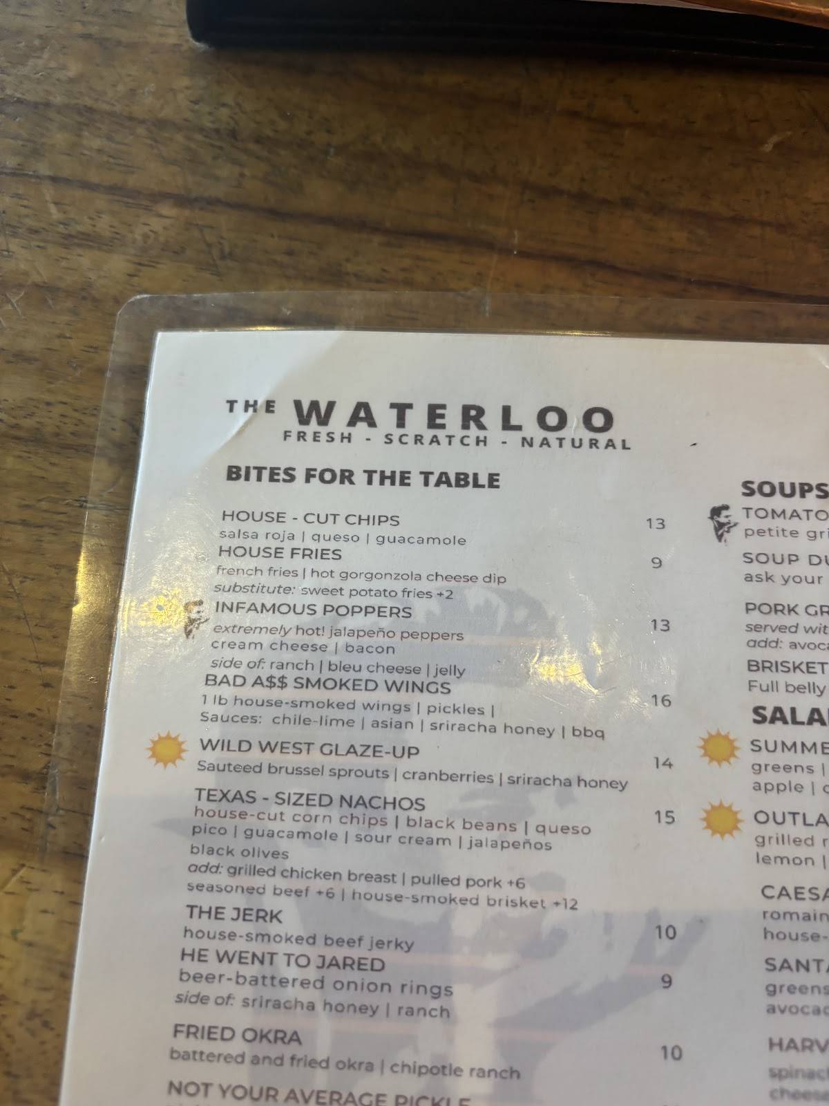 Waterloo меню