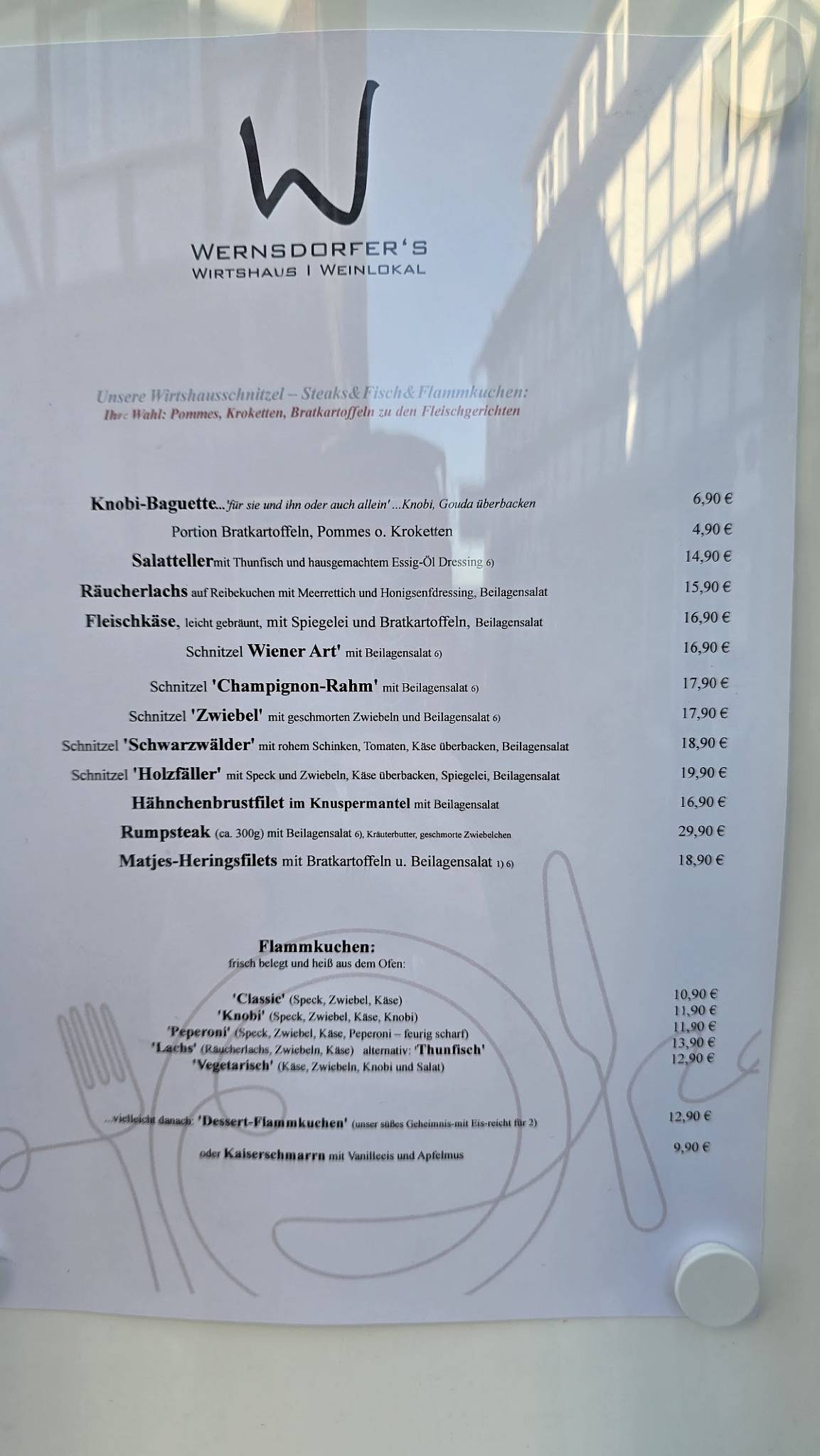 Wernsdorfer's Waldeck меню