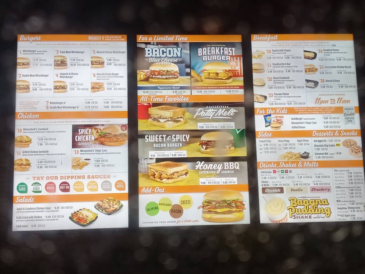 Whataburger меню