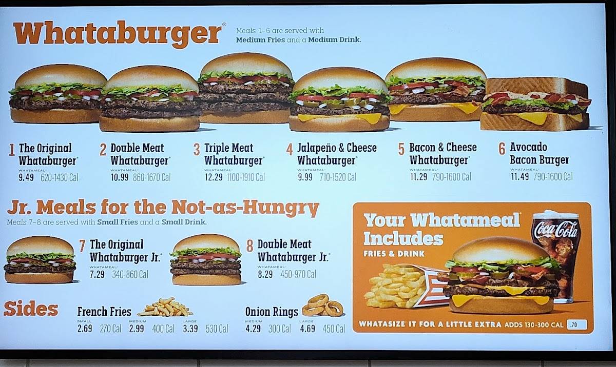 Whataburger меню