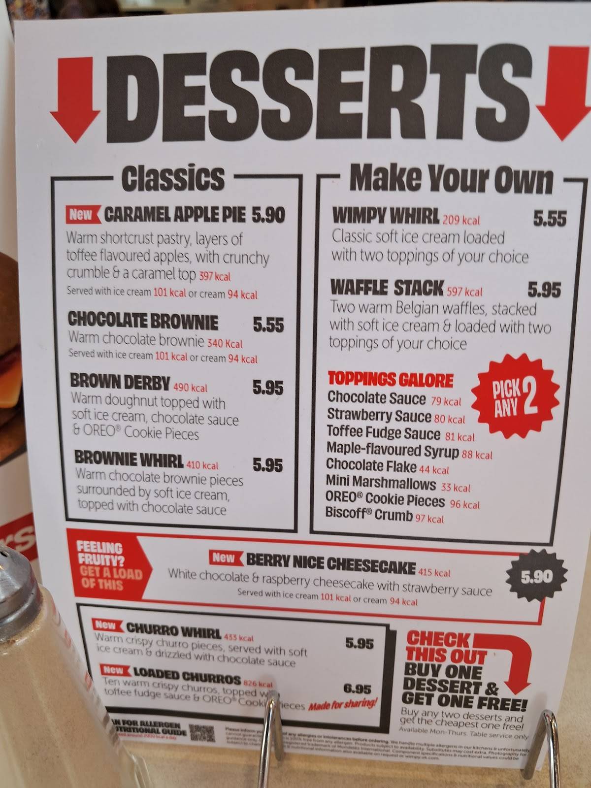 Wimpy Barnstaple меню