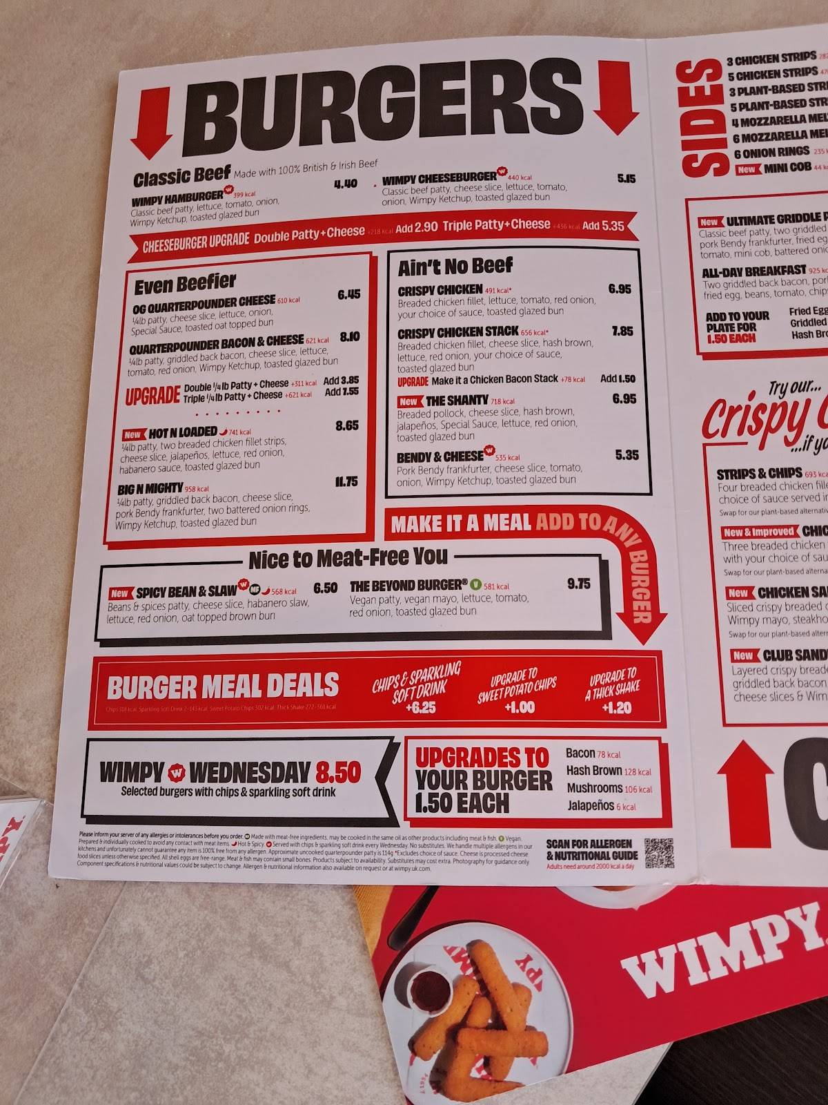Wimpy Barnstaple меню