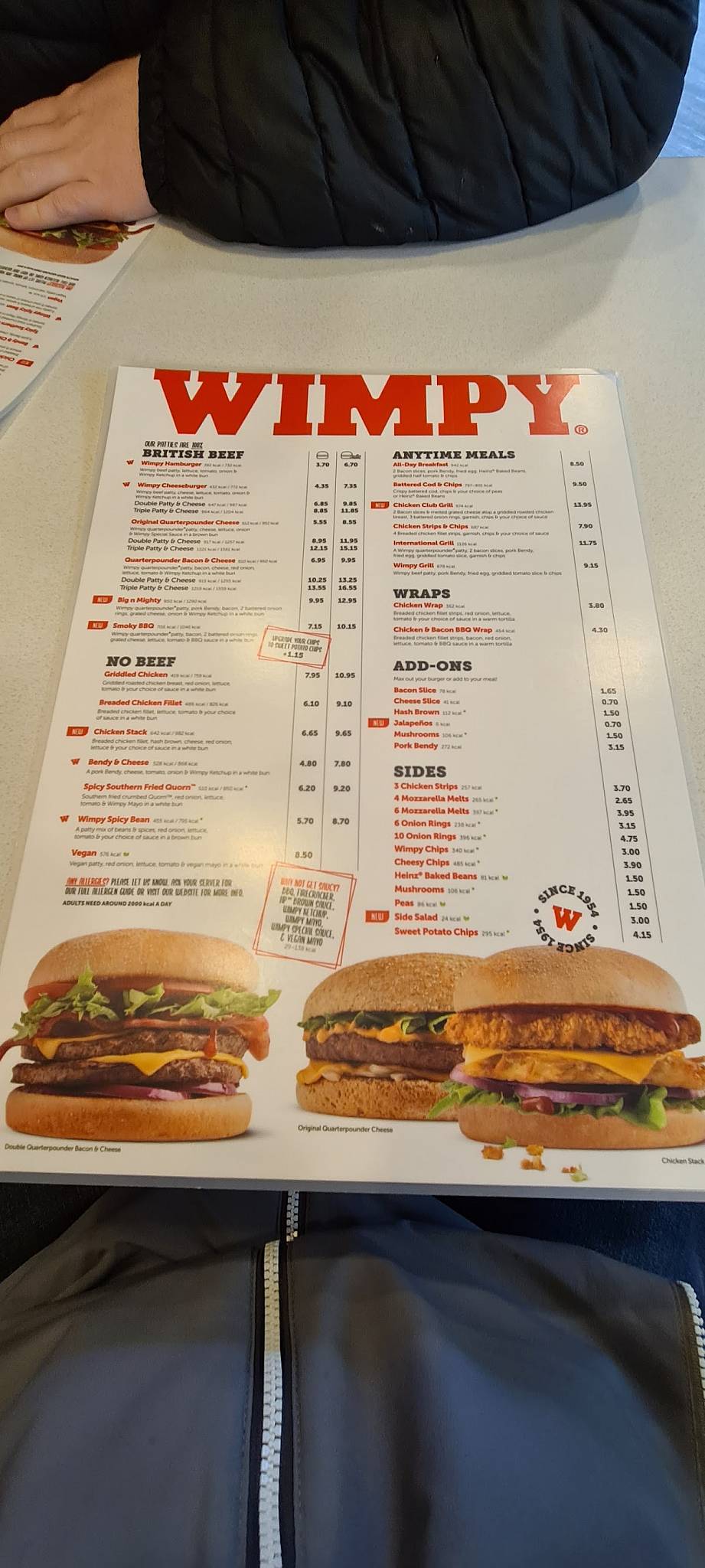 Wimpy Strood меню