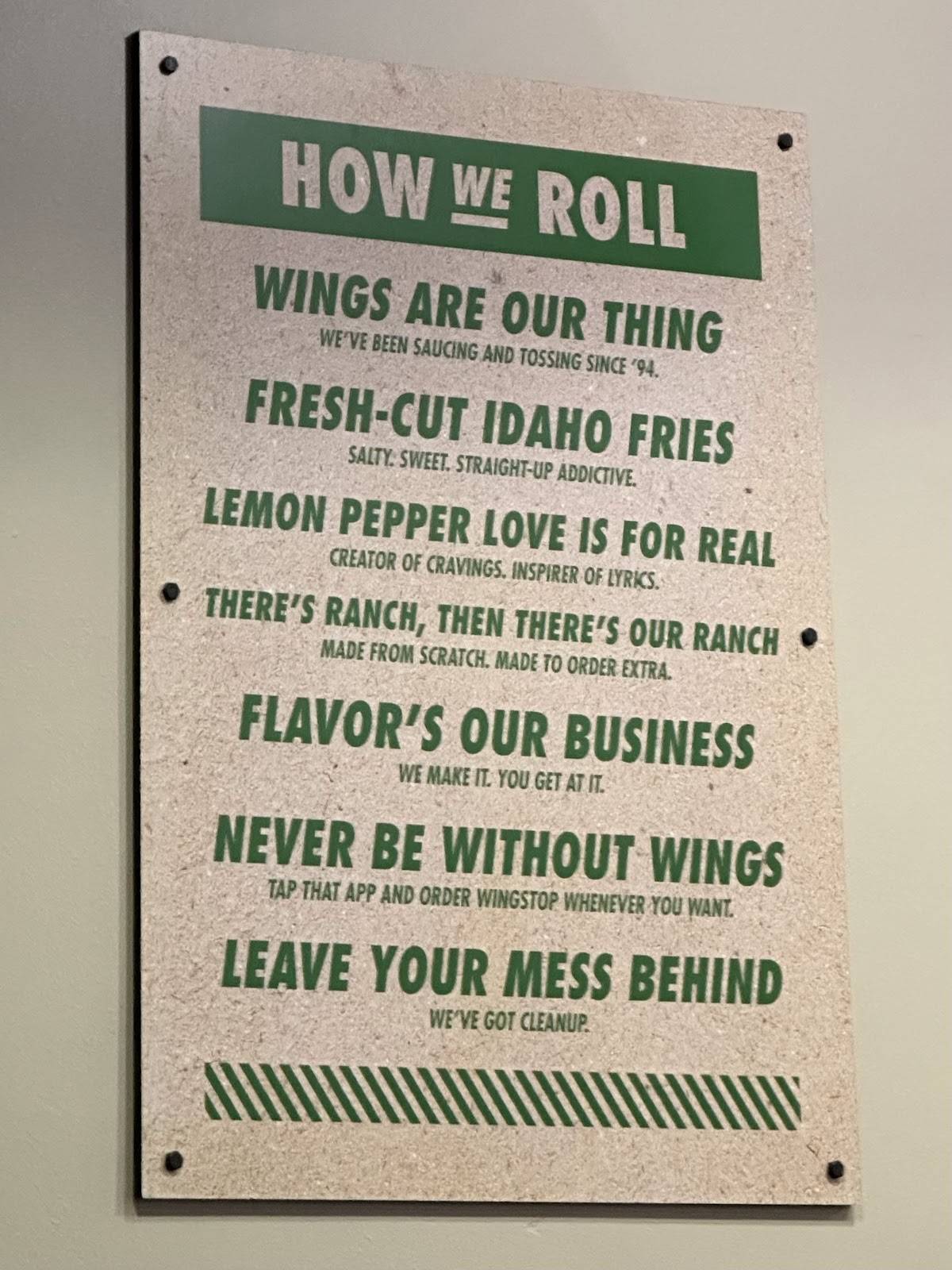Wingstop меню