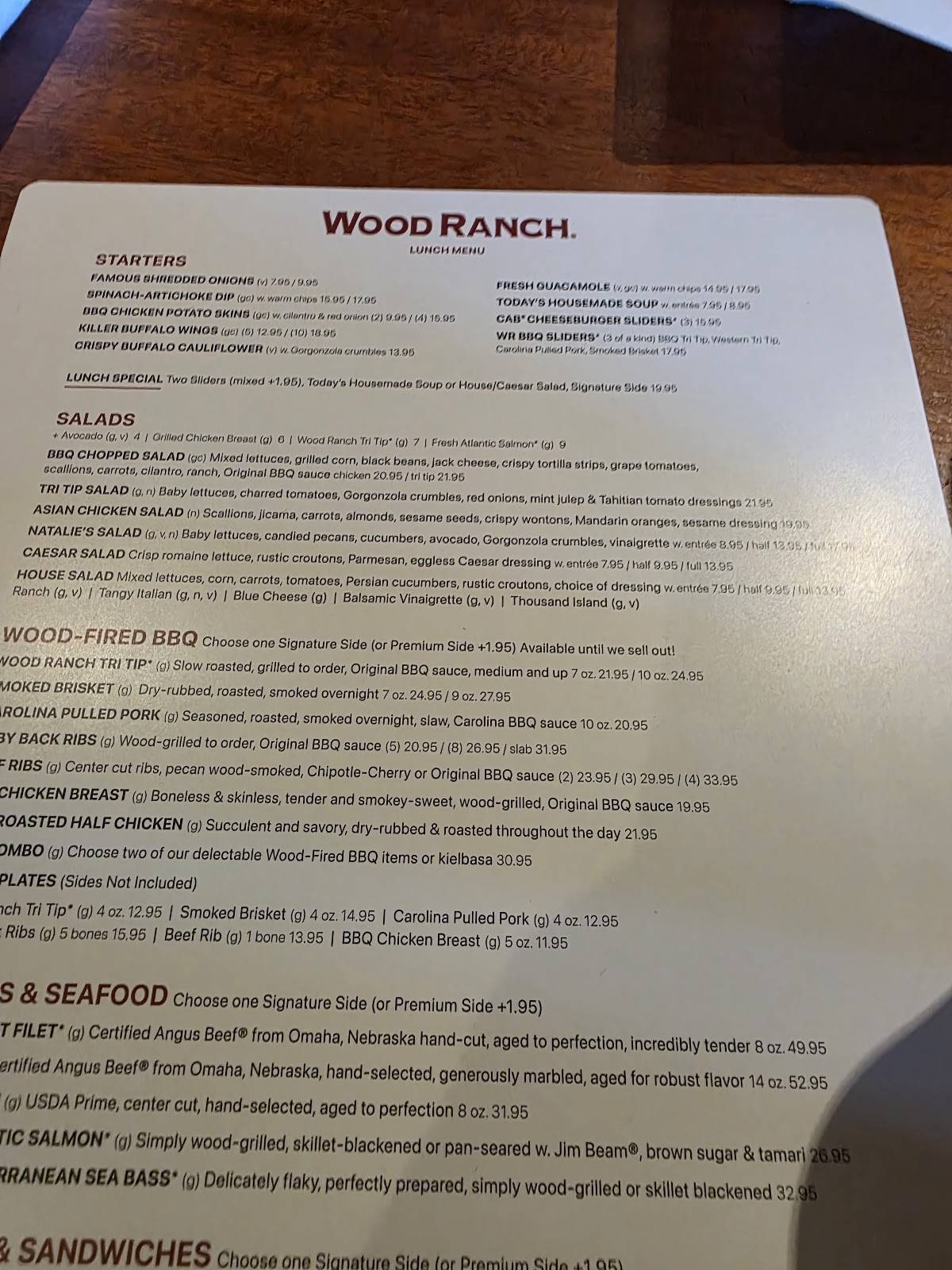 Wood Ranch Ventura меню