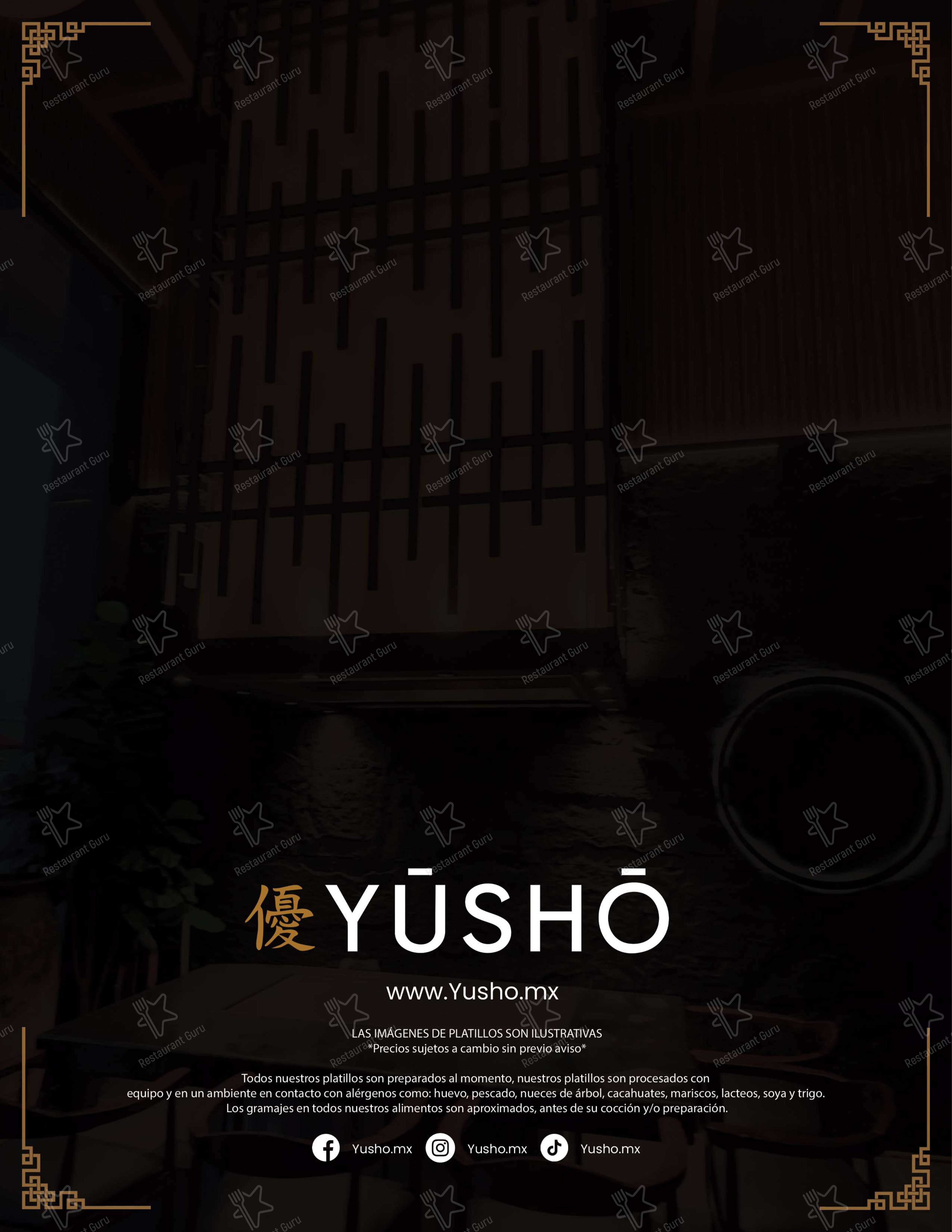 Yusho в Тескоко де Мора - Меню