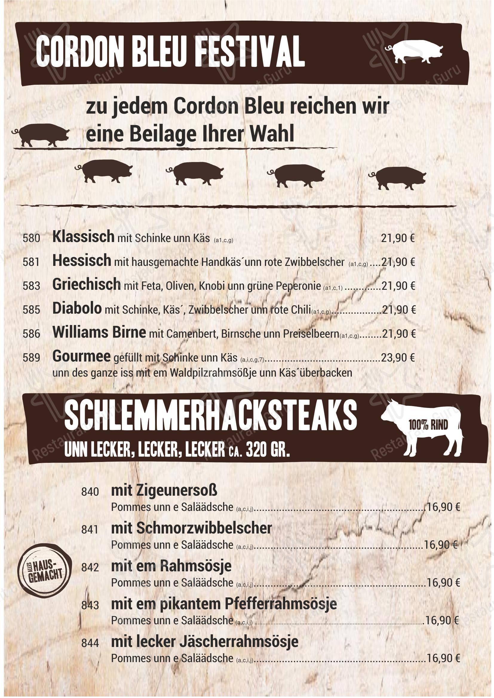 Меню ресторана Zum Bembelsche - Меню