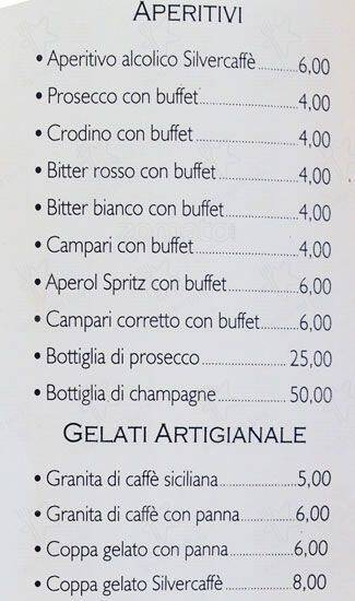 Silver Caffè меню