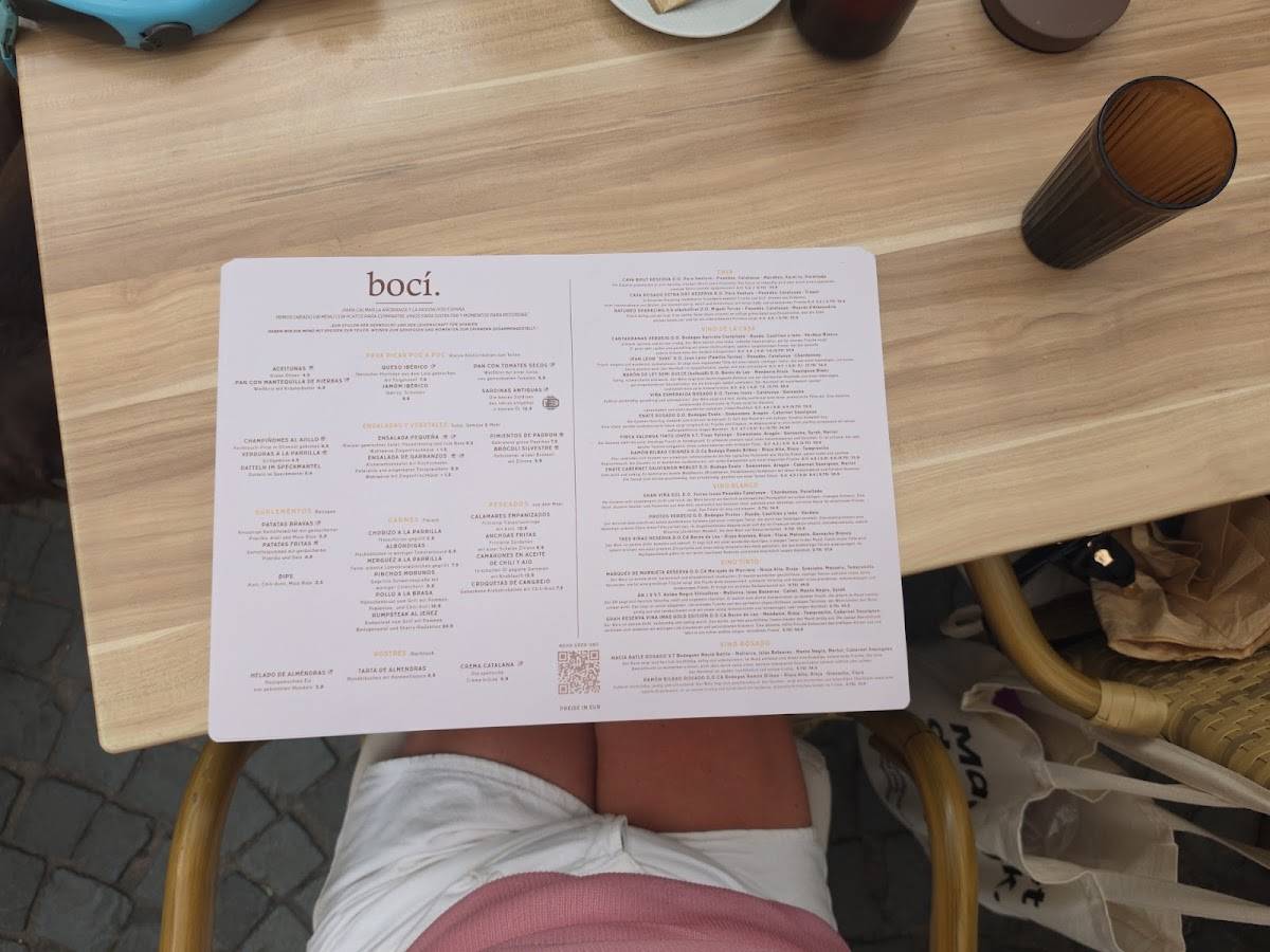 bocí. меню