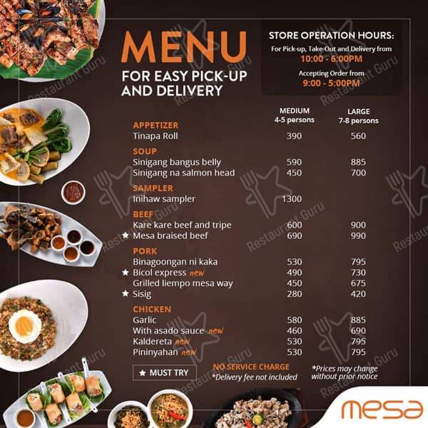 Mesa меню