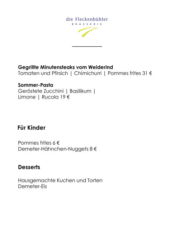 die Fleckenbühler Brasserie меню
