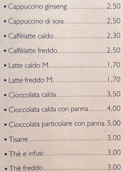 Silver Caffè меню