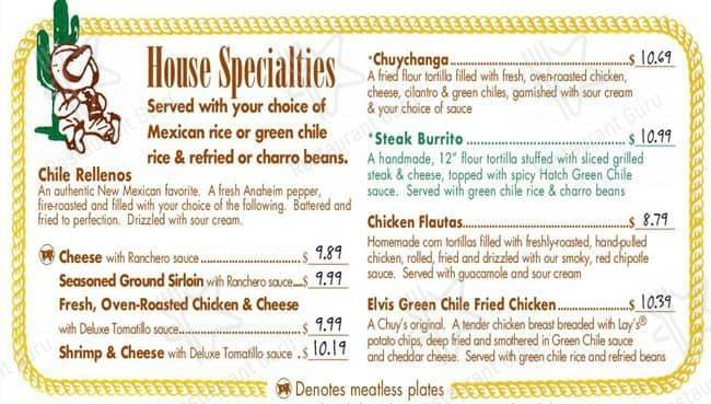 Chuy's меню