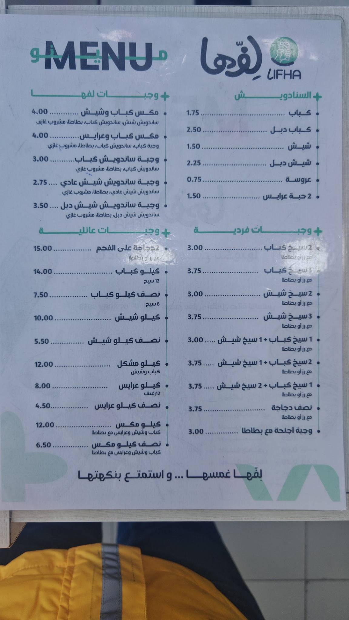 لفها меню