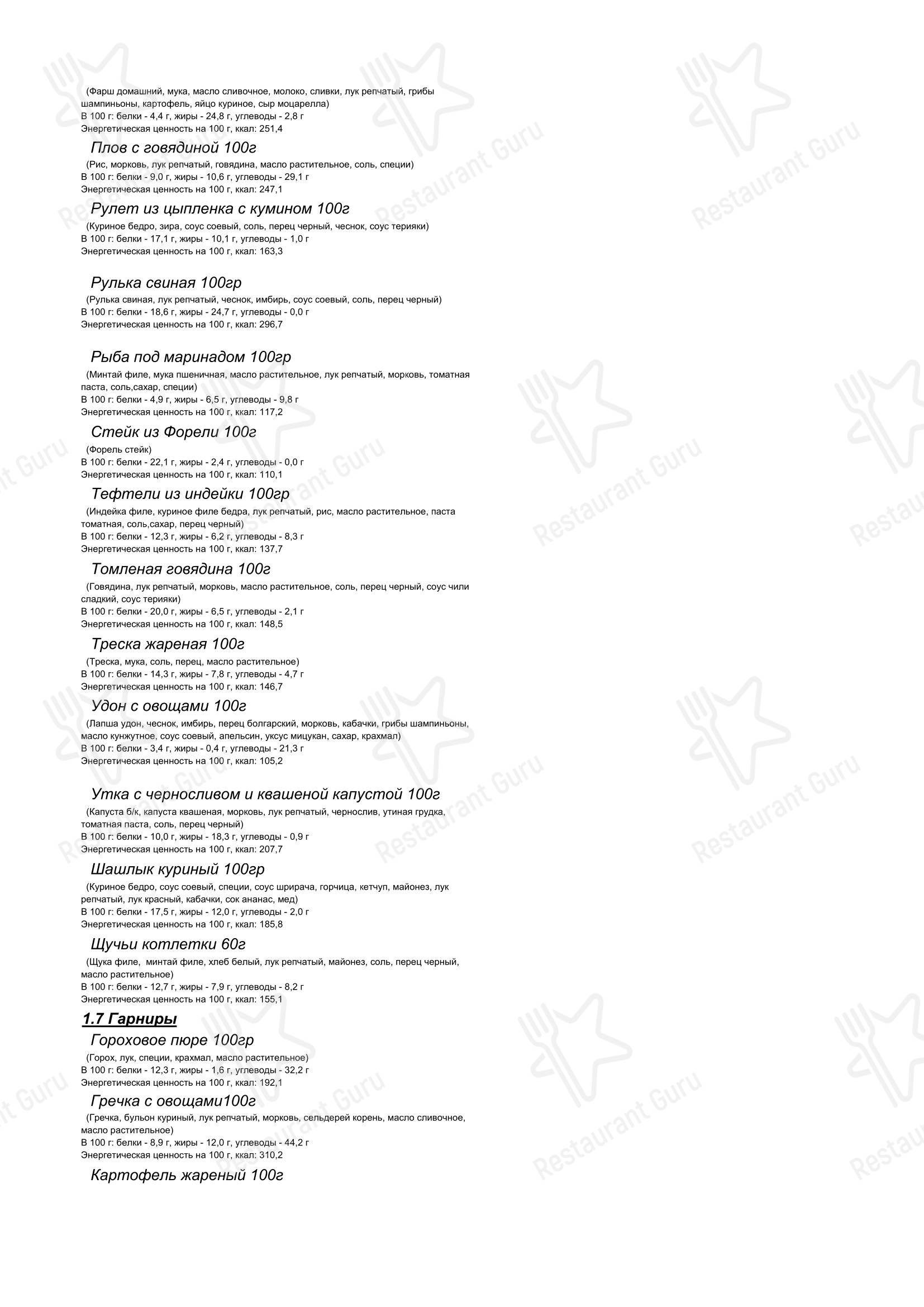 Меню кафе Буркина фасоль