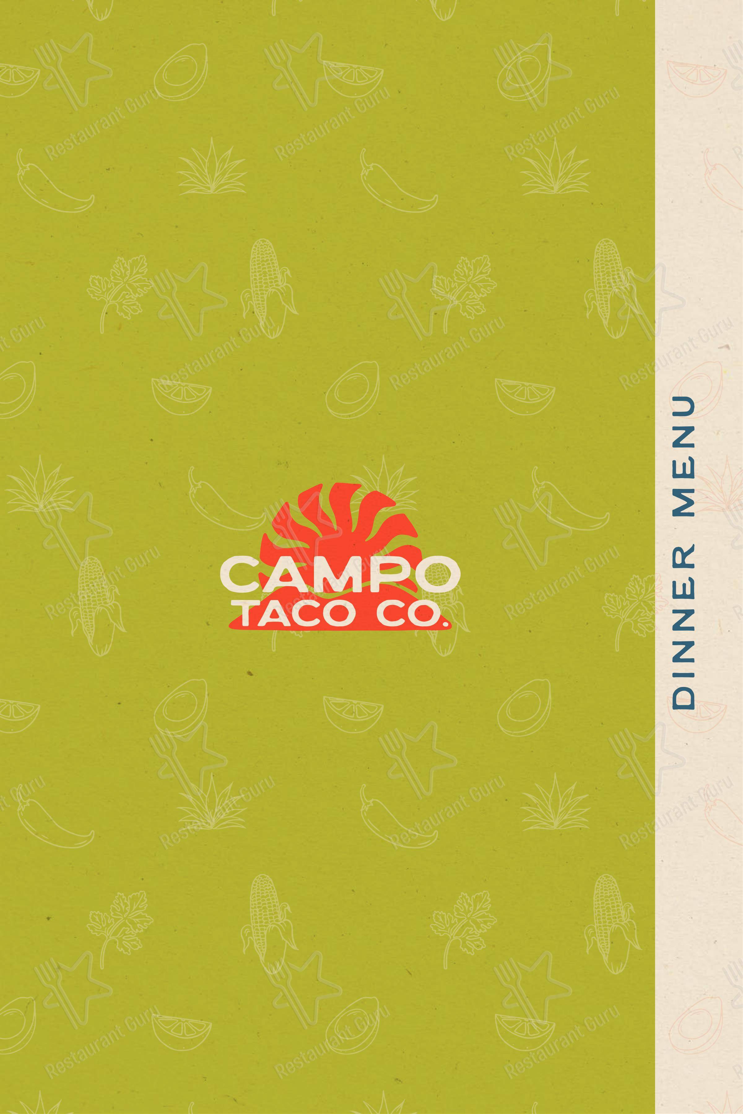 Меню паба и бара Campo Taco Co. в Ролях