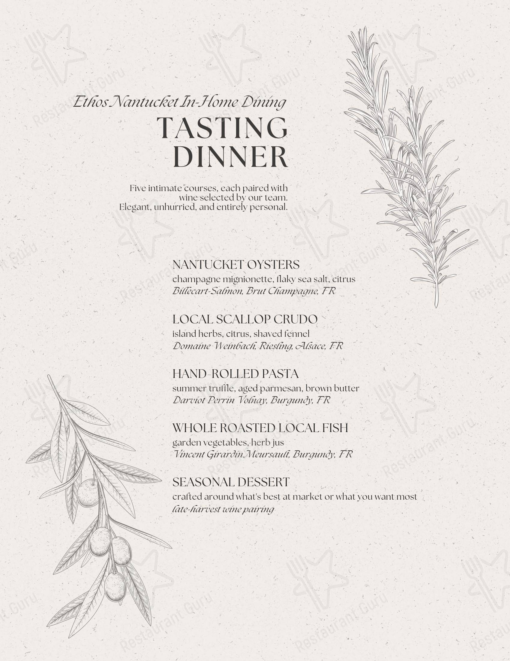 Ethos Wine Bar & Bistro в Нантакете - 菜单