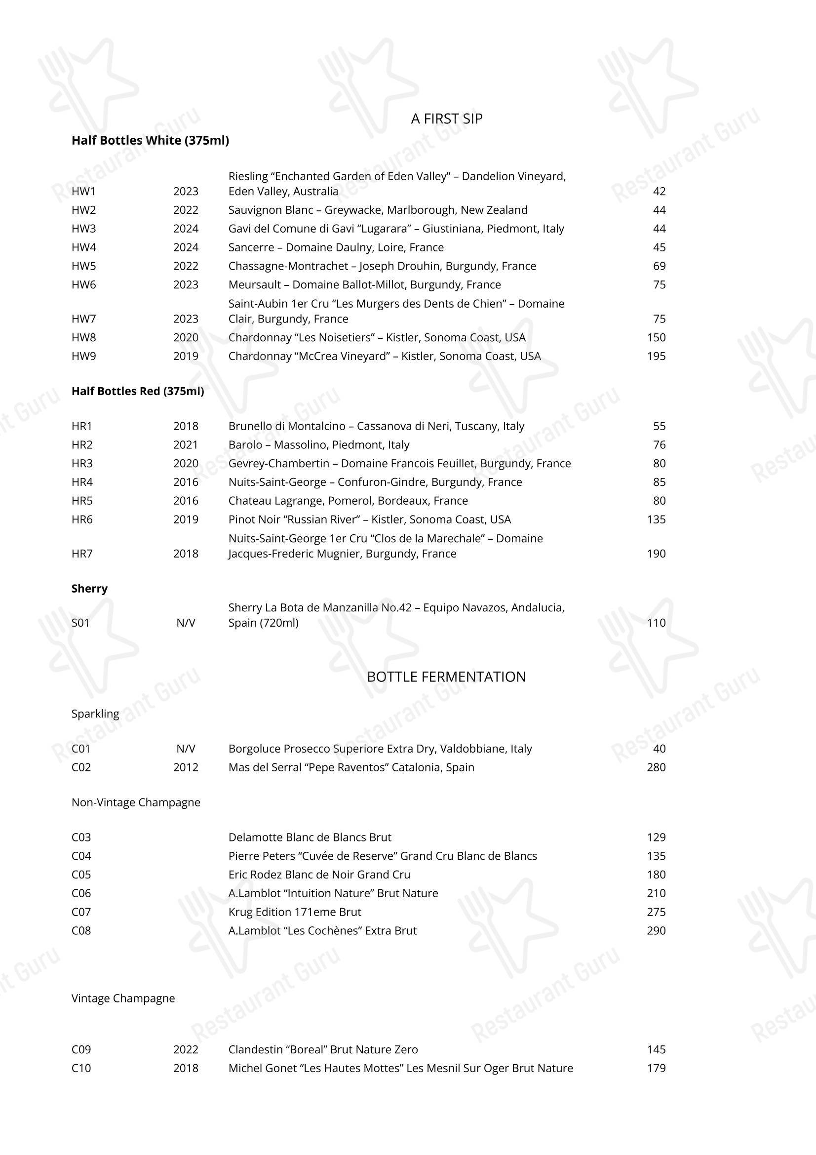 Меню ресторана Hunan - Dinner Menu