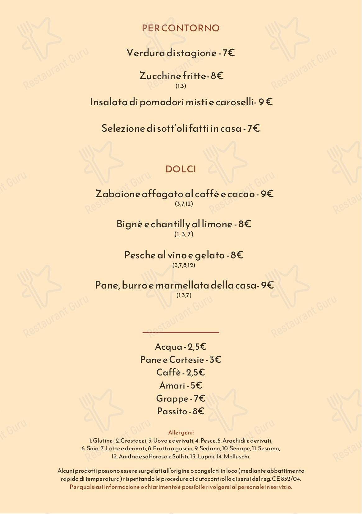 Меню ресторана Isotta Trattoria - 菜单