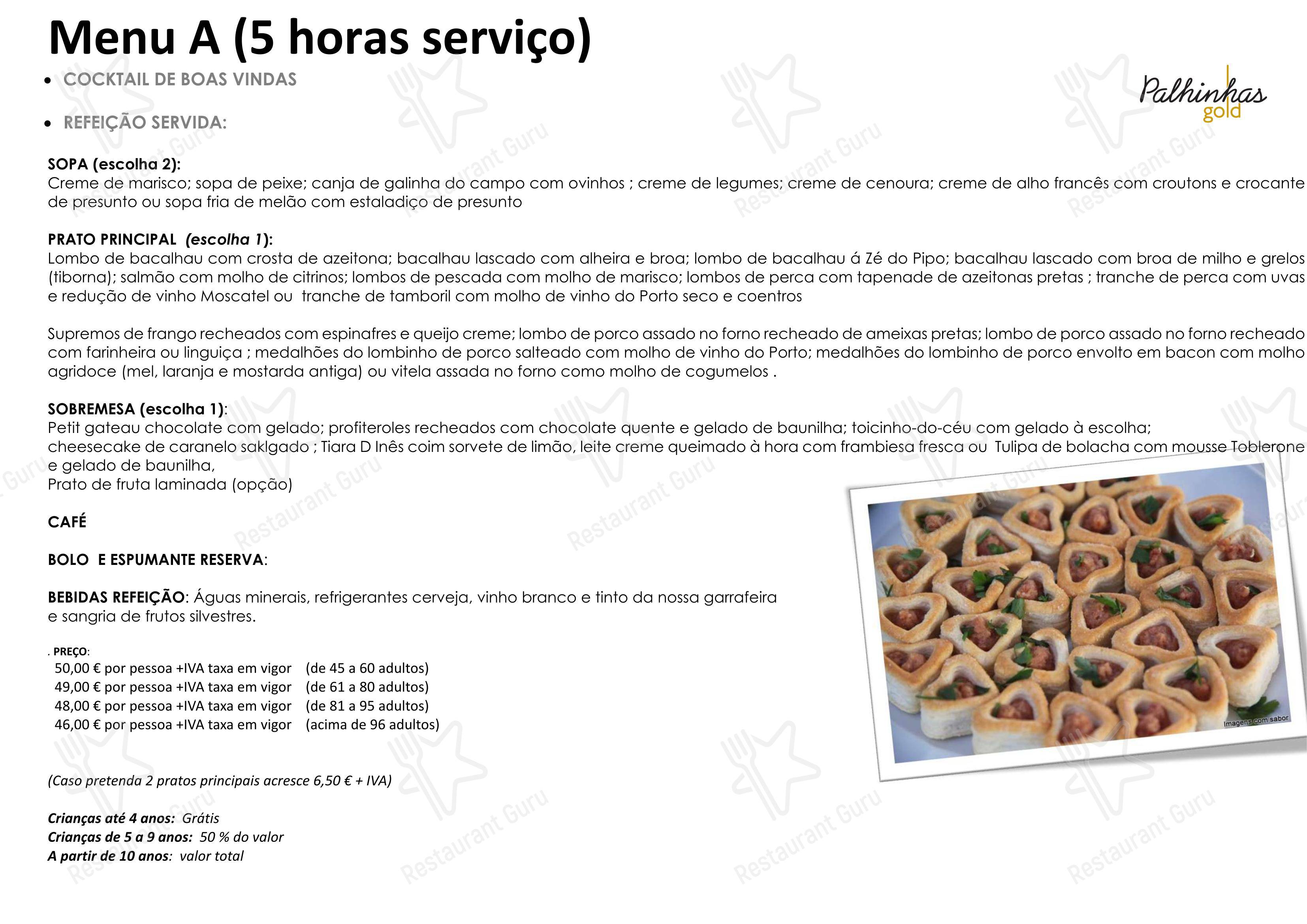 Меню ресторана Palhinhas Gold - Catering Menu
