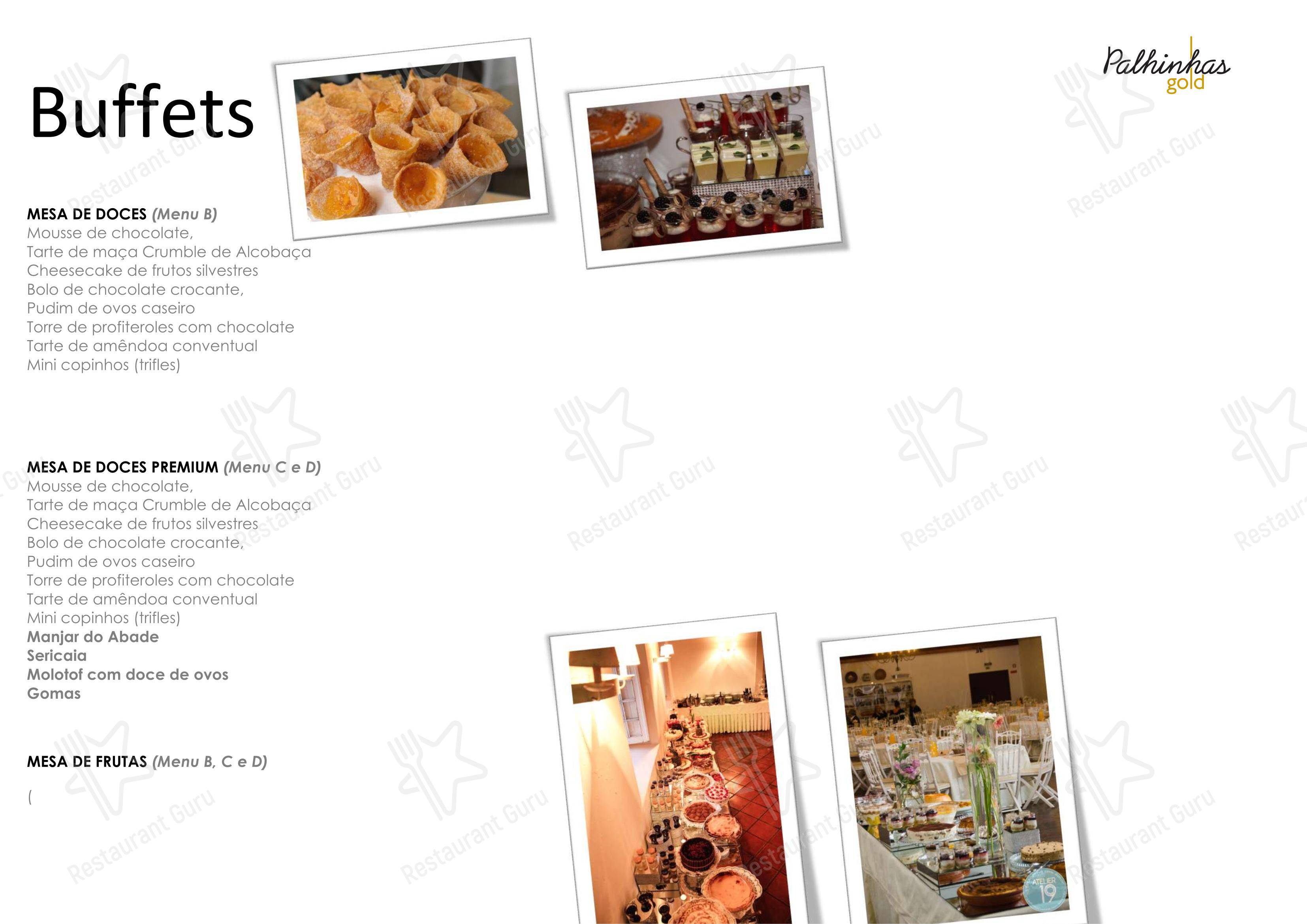 Catering Menu ресторана Palhinhas Gold