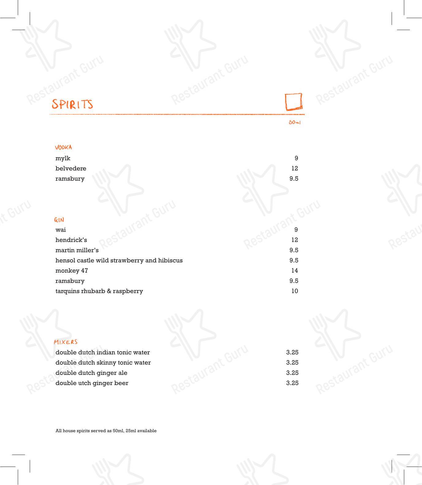 Lunch Menu ресторана Parallel by Pasture в Кардифф