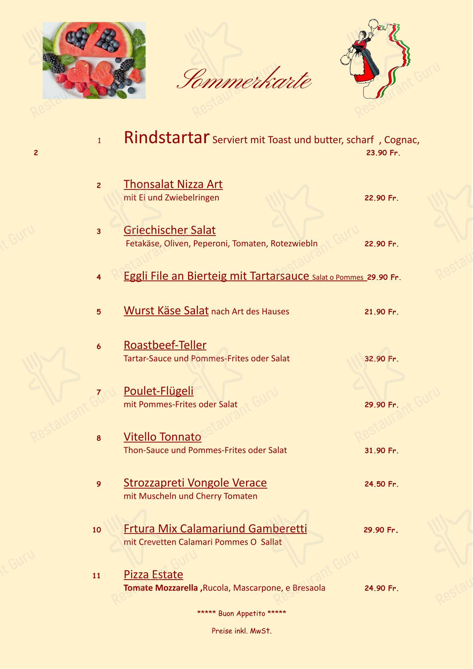 Меню пиццерии Ristorante Pizzeria Calabrisella