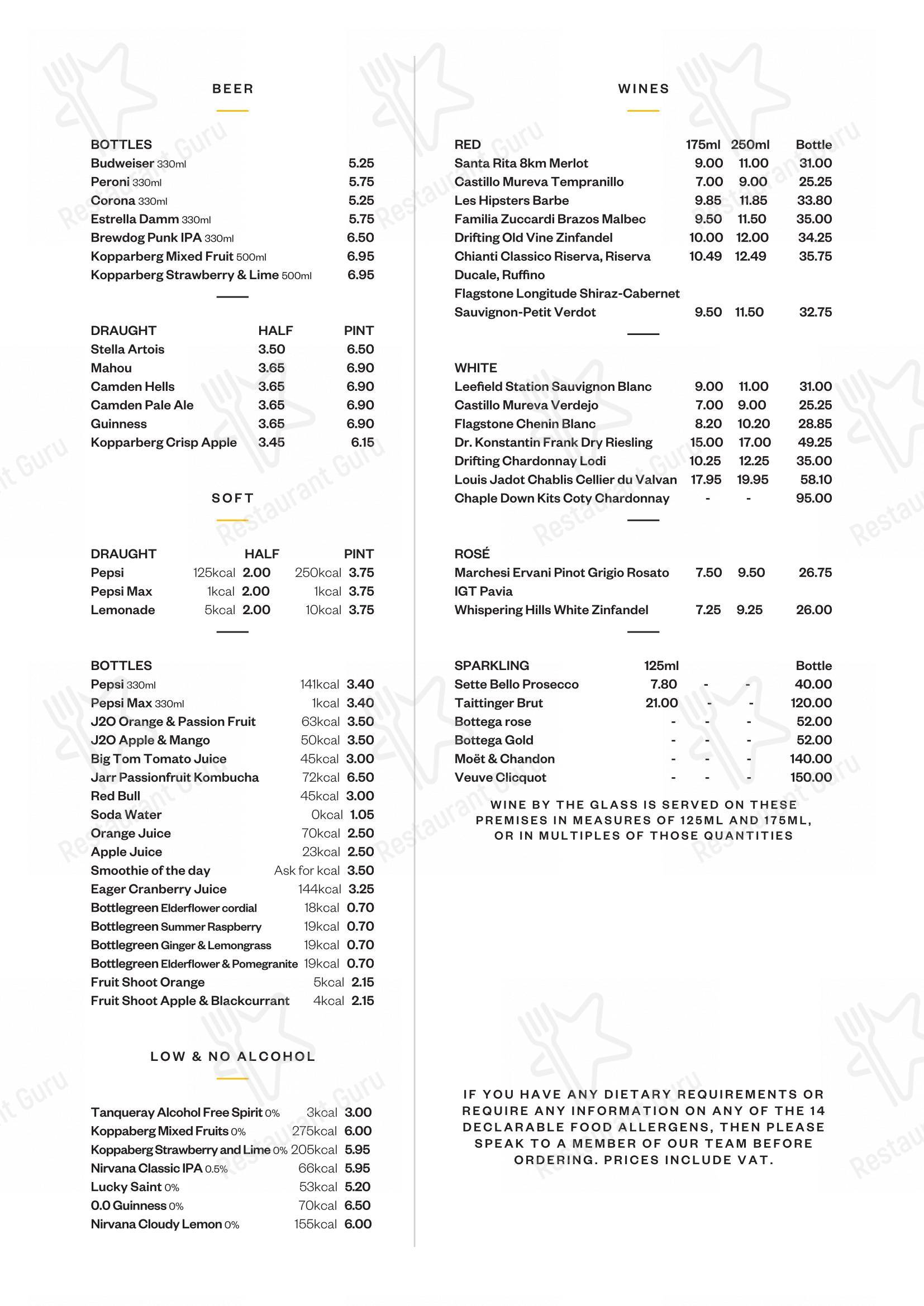 Takeaway Menu паба и бара Runyon’s