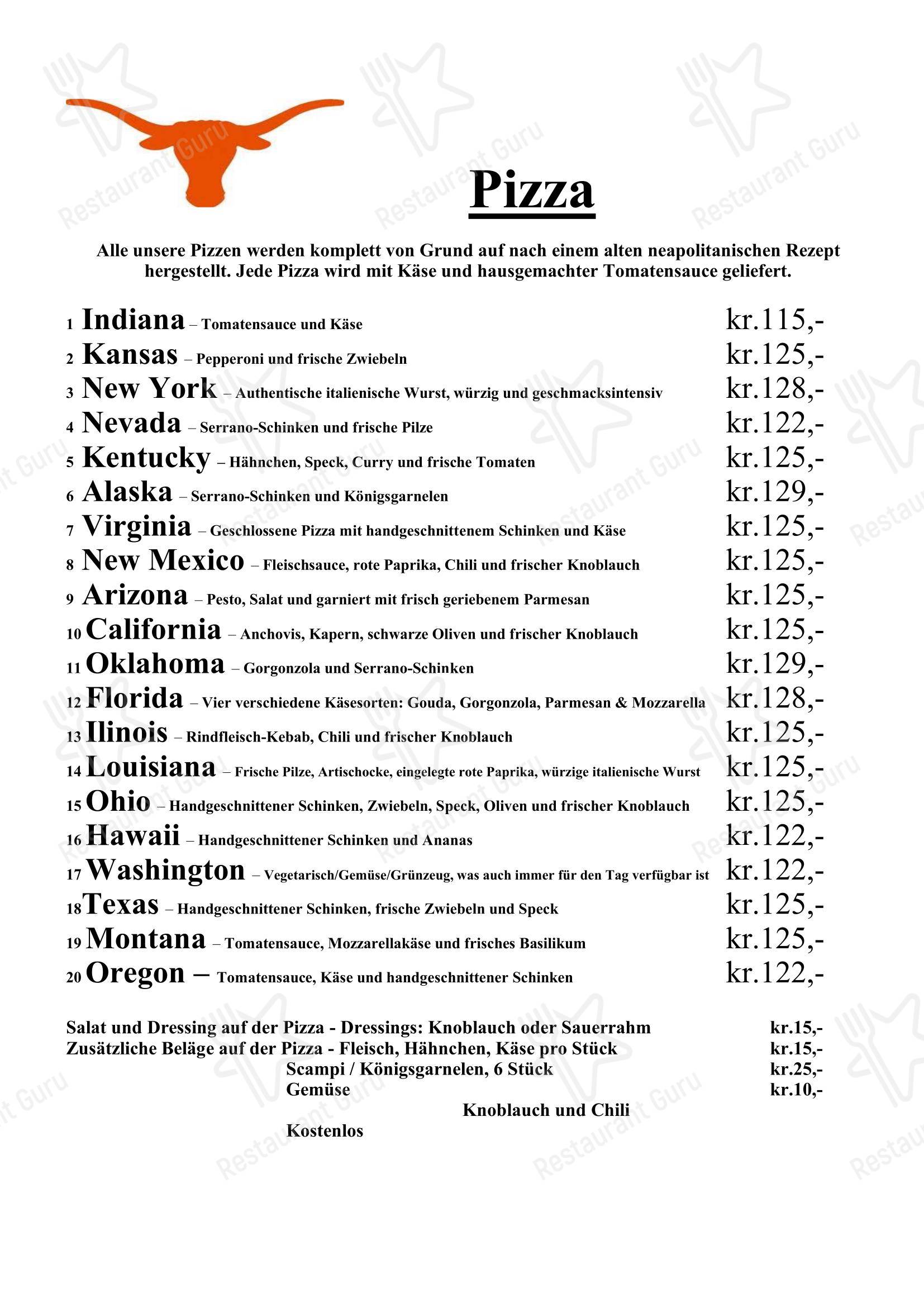 Меню ресторана Texas Bornholm - 菜单