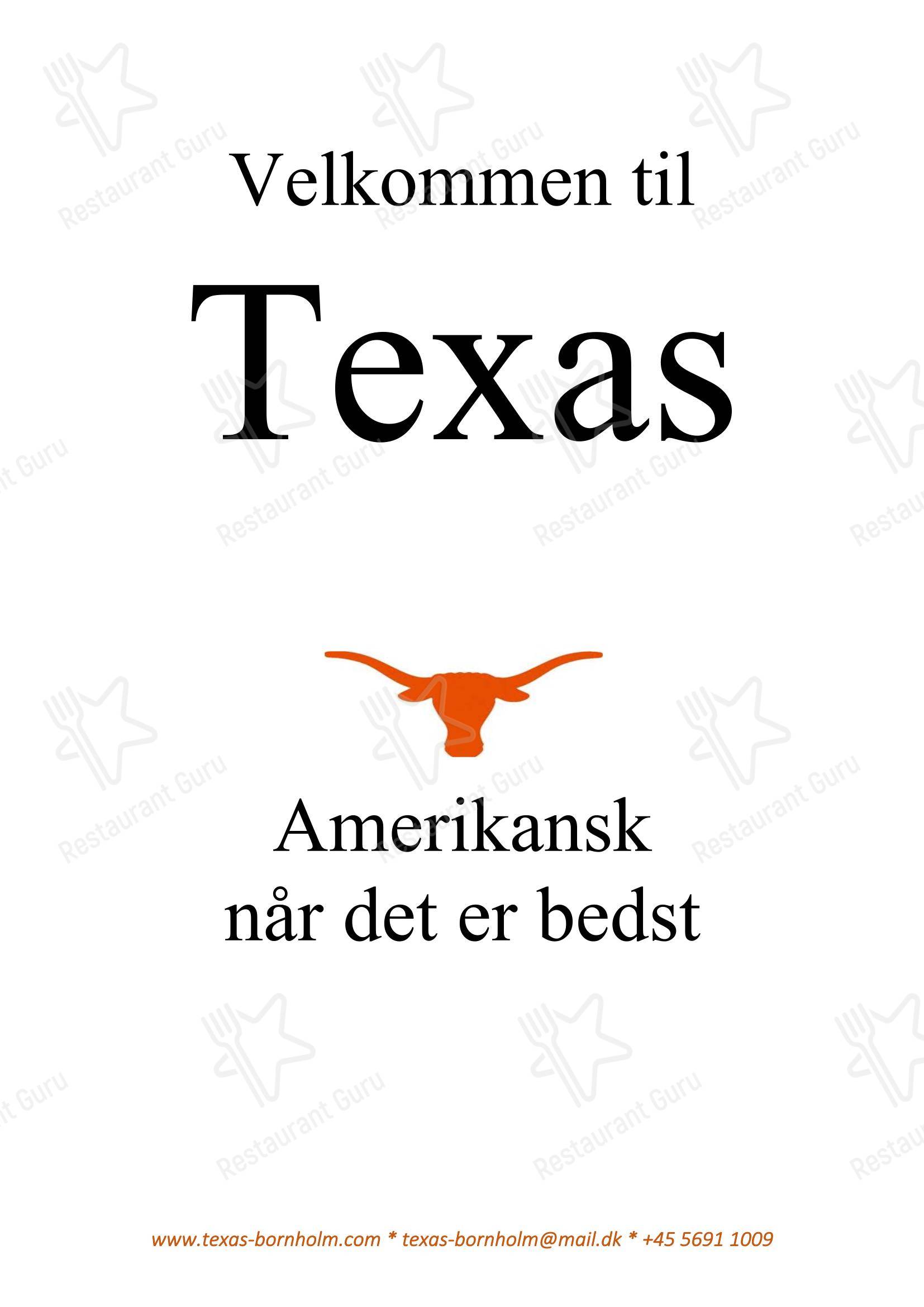 Основное меню ресторана Texas Bornholm