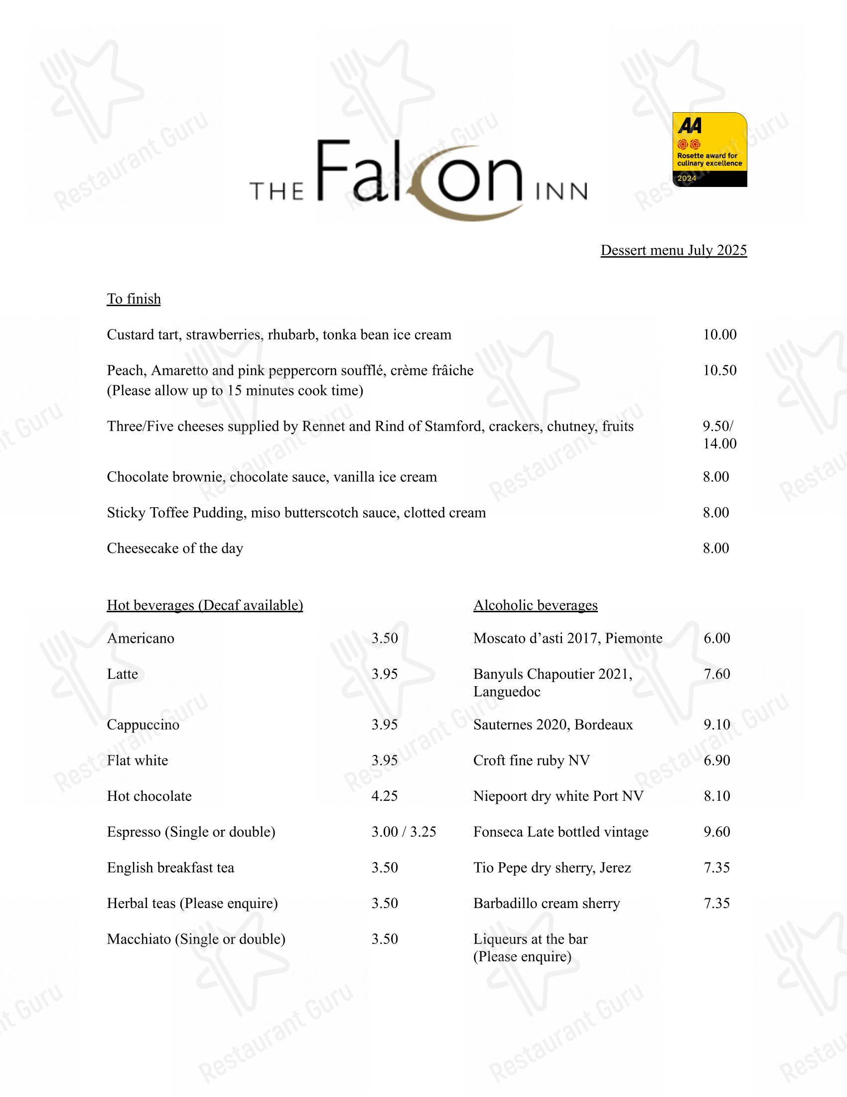 The Falcon Inn в Фотерингее - Коктейльная карта