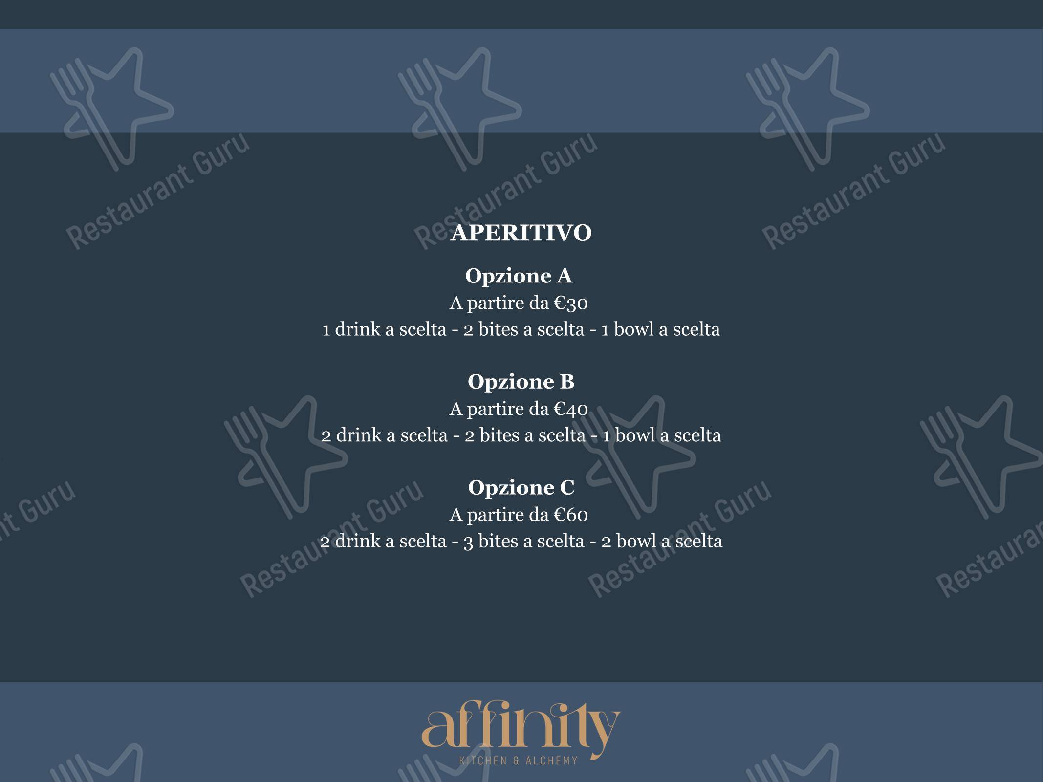 Меню ресторана Affinity Kitchen & Alchemy Restaurant в Риме