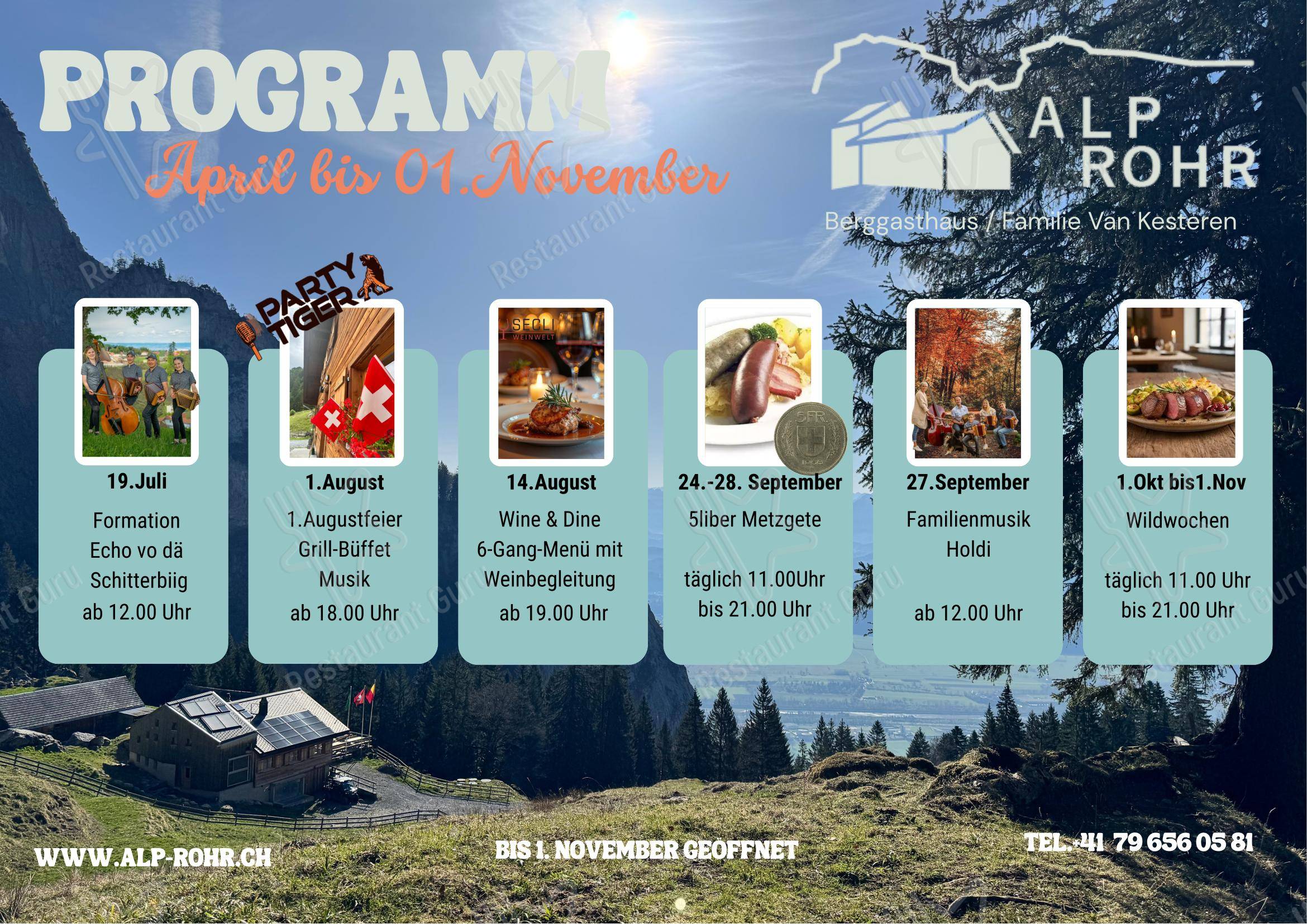 Меню ресторана Alp Rohr Berggasthaus в Зеннвальде