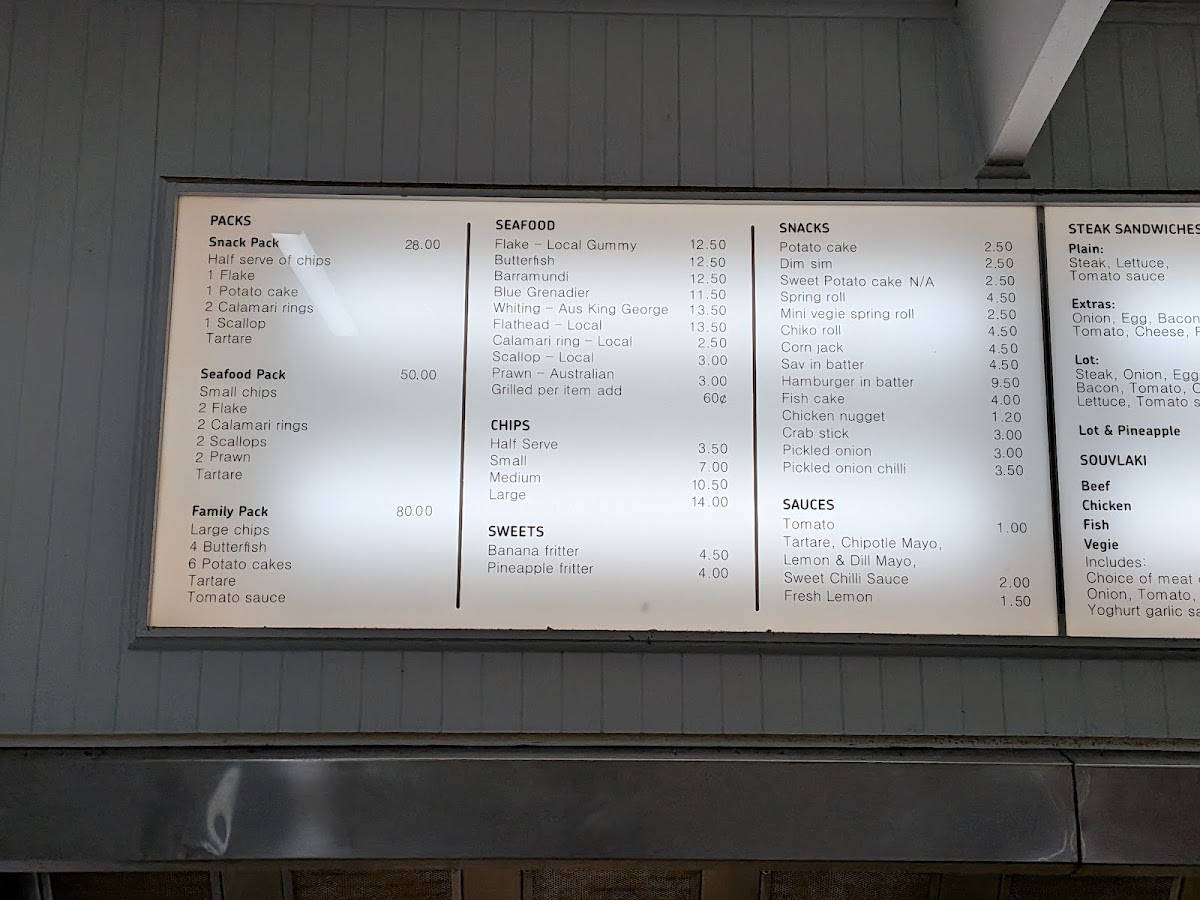 Anglesea Fish and Chips меню