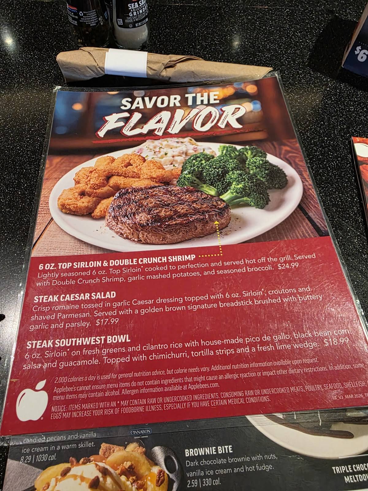 Applebee's Grill + Bar меню
