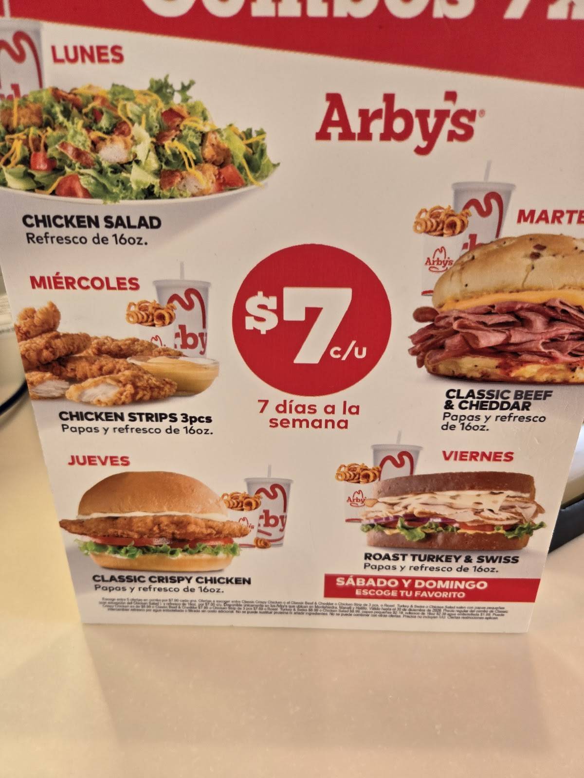 Arby's меню