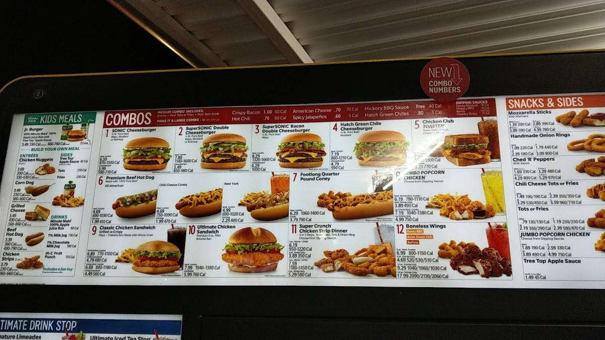 Sonic Drive-In меню