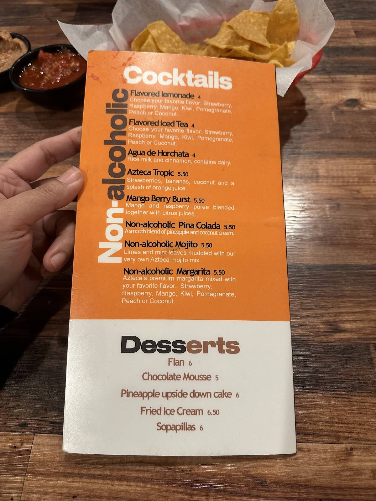 Azteca Mexican Restaurant меню