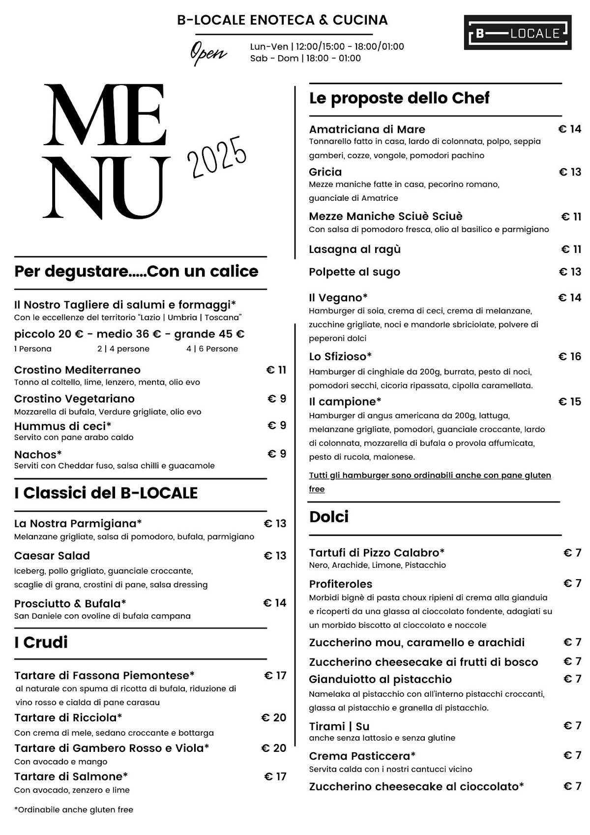 B-Locale Wine Bar - Wine, Cocktail and Food меню