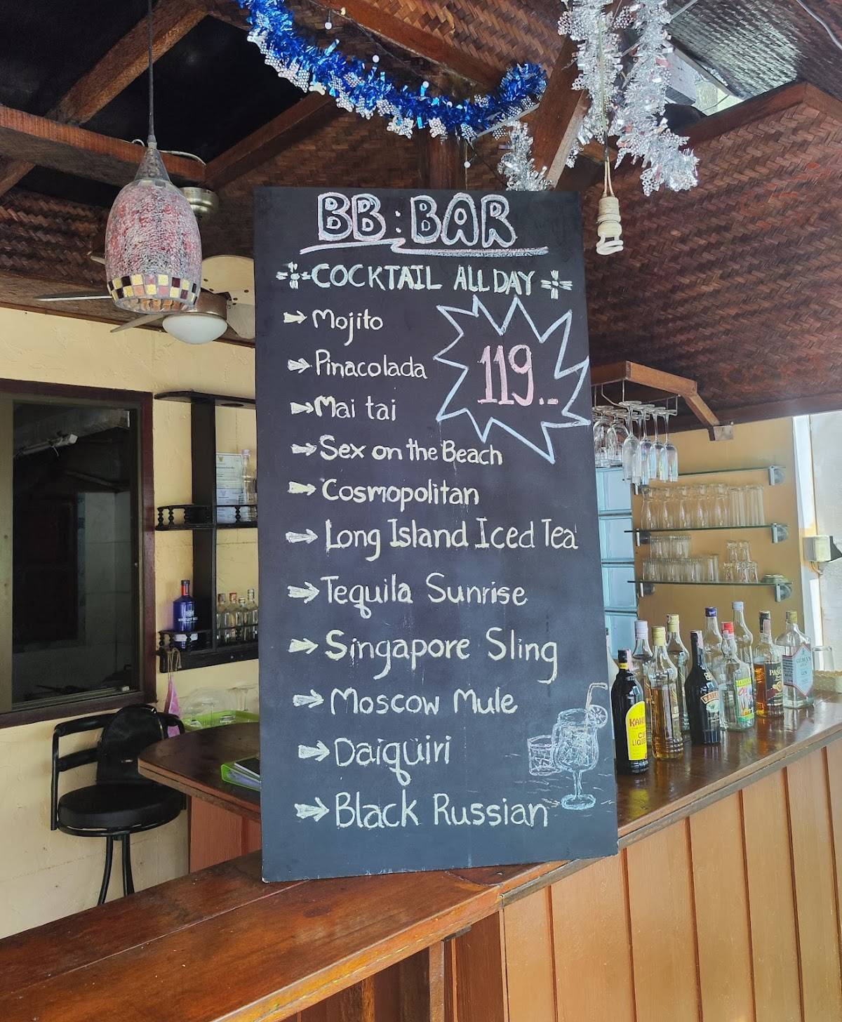 BB Bar travel and tour меню
