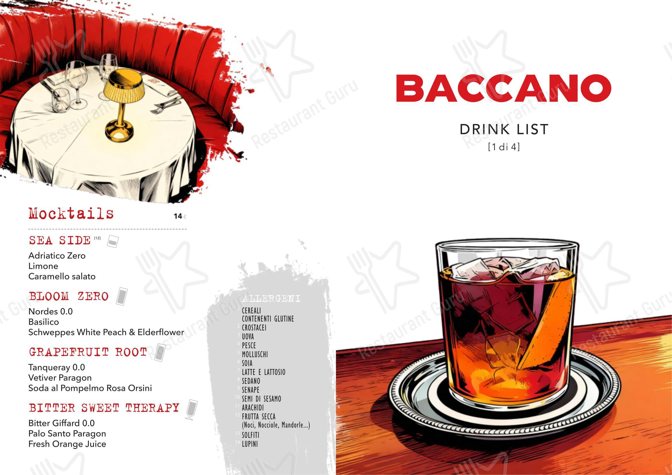Коктейльная карта паба и бара Baccano