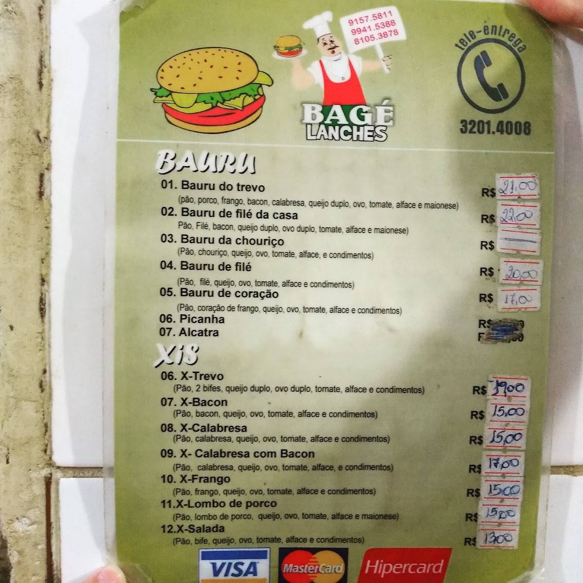 Bagé Lanches меню