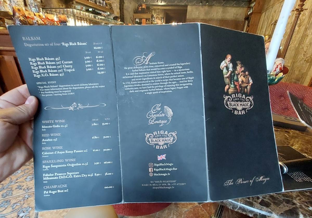 Riga Black Magic меню